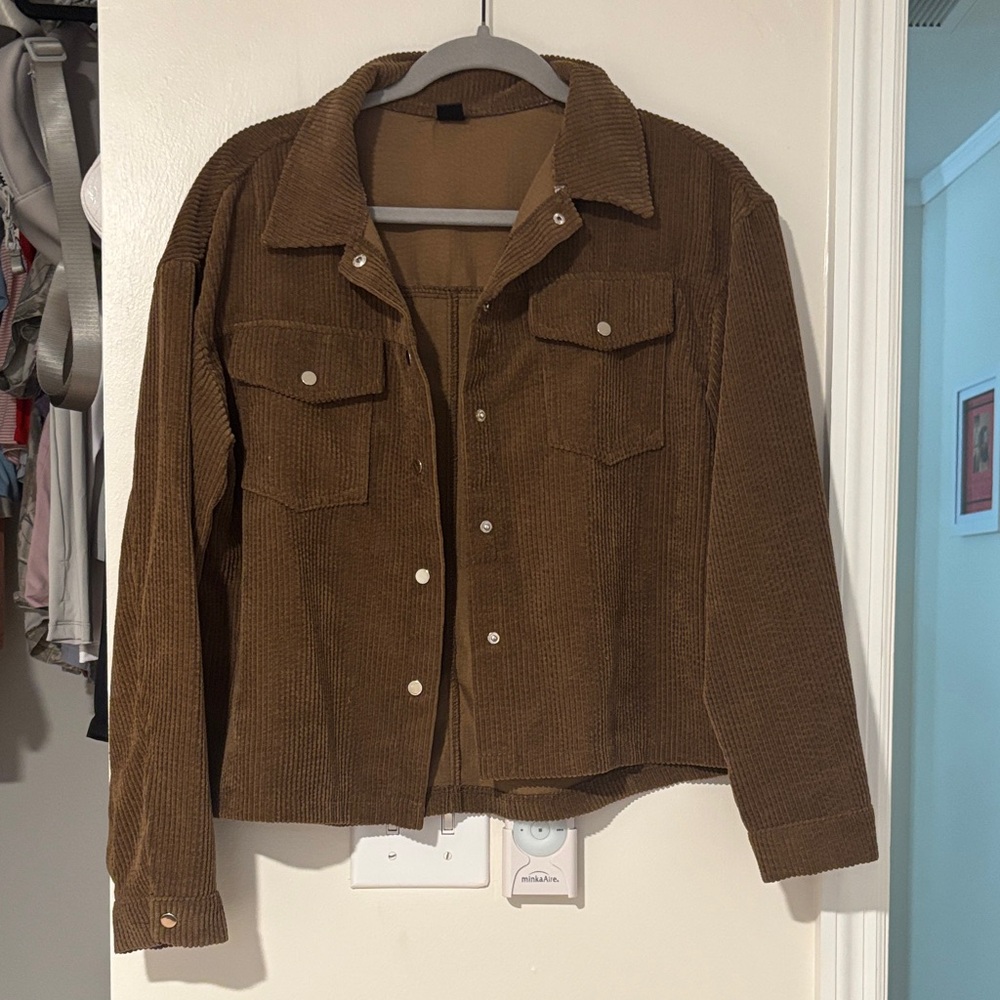 SHEIN Brown Corduroy Utility Jacket